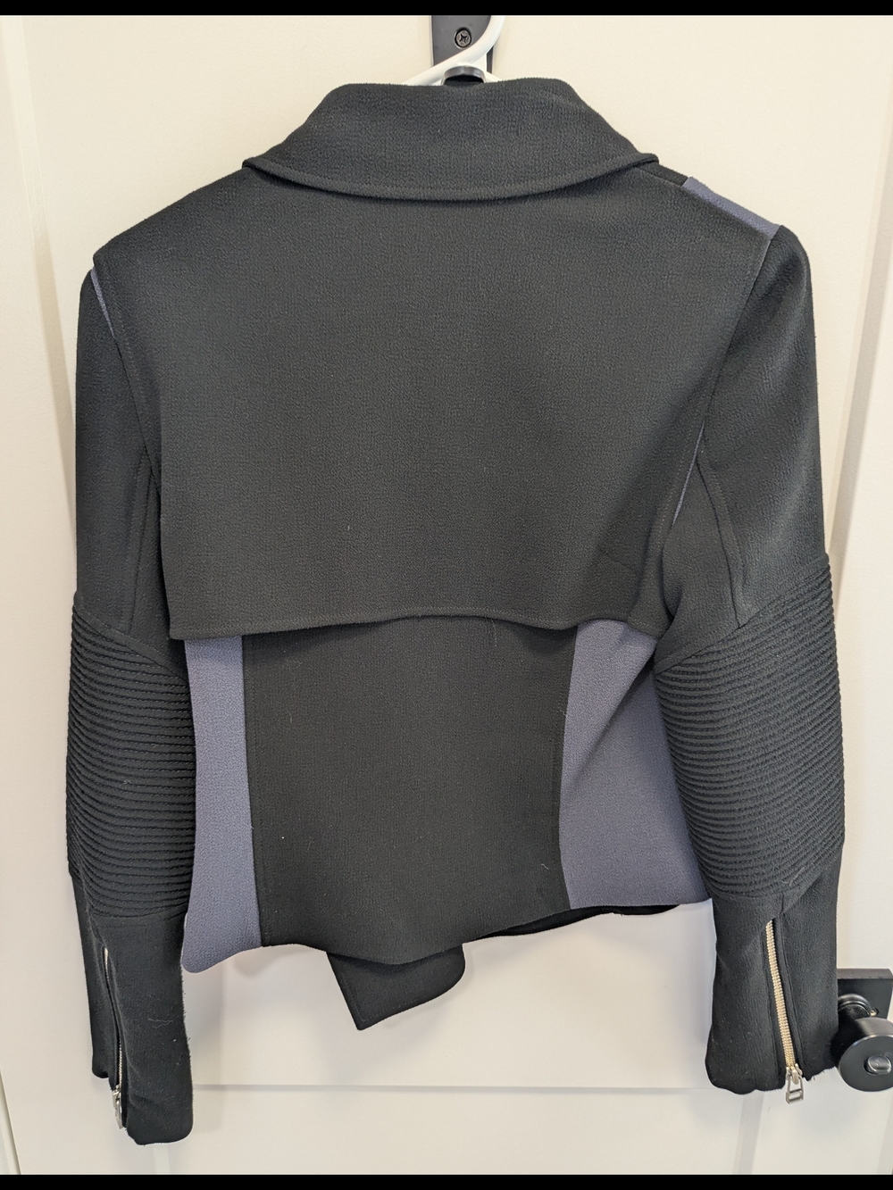 Wilfred Cropped Moto Jacket Black & Grey - Picture 5 of 9
